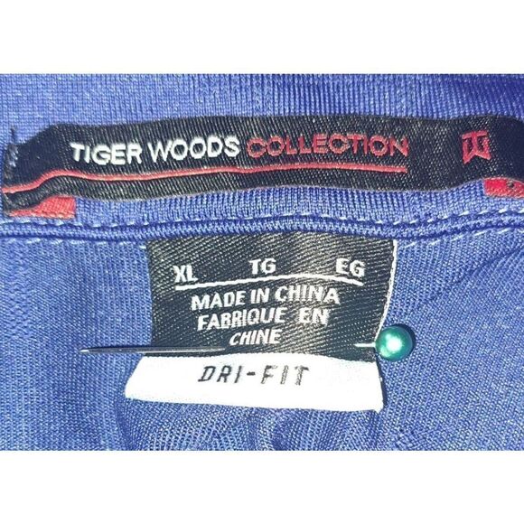 Tiger Woods Collection Nike Golf Polo Shirt Blue Windowpane Dri- Fit X-Large - Picture 8 of 9